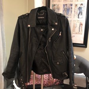 Leather biker jacket